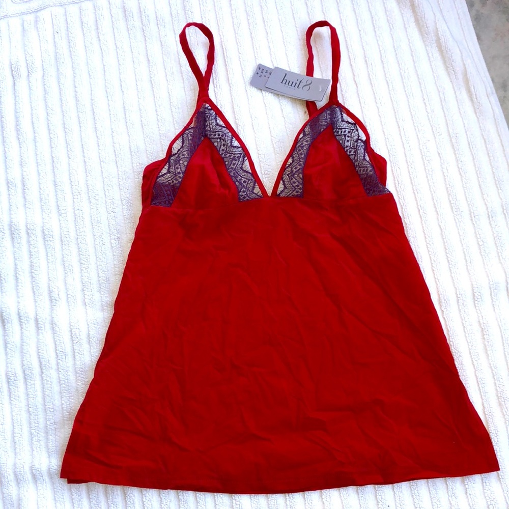 Red and Blue Lace Trim Bra Intimates